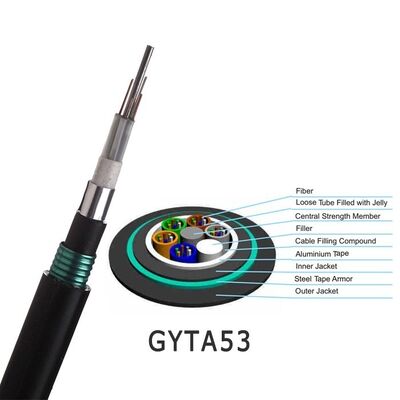 8 Cores GYTA53 Dielectric Armored Fiber Optic Cable Stranded Loose Tube ...